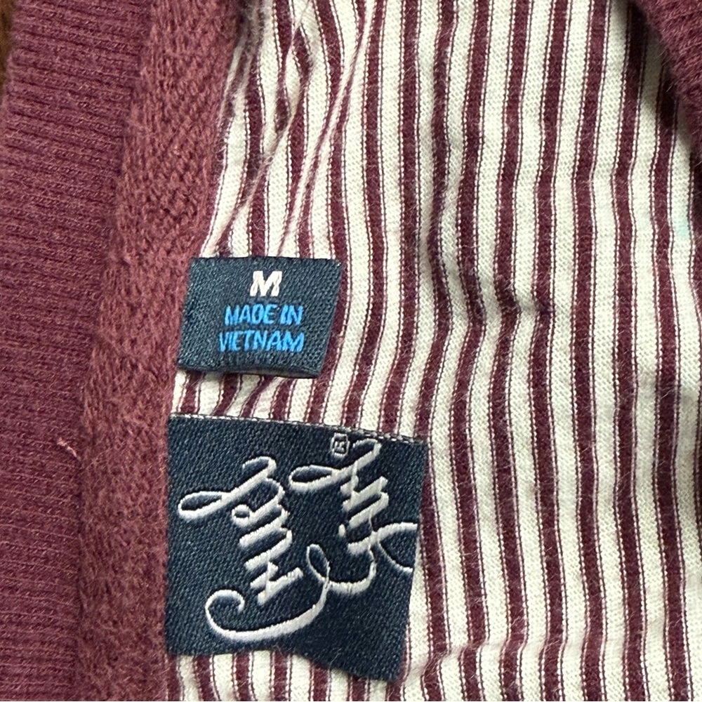 Cruel Girl Striped Henley Studded Western Top Medium Burgundy Cream - Picture 10 of 12